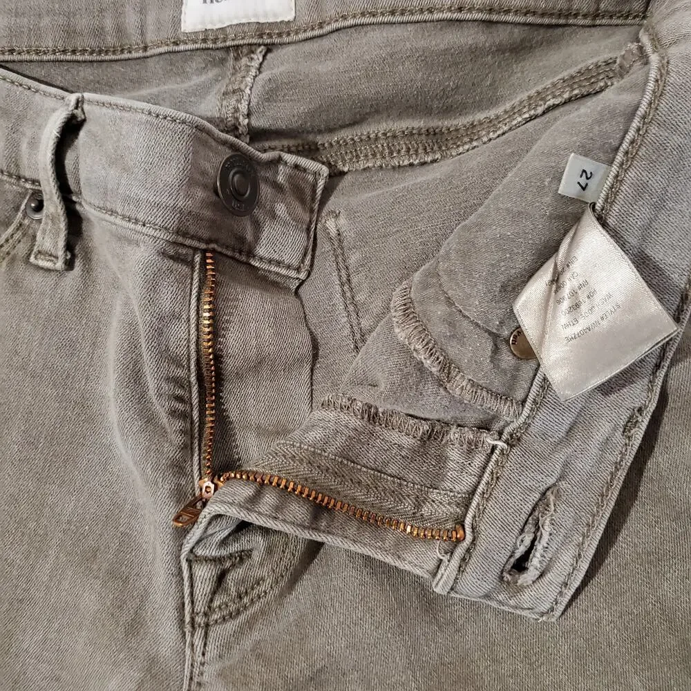 Hudson Krista Super Skinny Olive Army Green Womens Size 27 Antique Wash Mid Rise